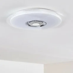 Plafonnier Haderup LED Chrome, Blanc, 1 lumière, Télécommandes, Changeur de couleurs