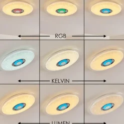 Plafonnier Haderup LED Chrome, Blanc, 1 lumière, Télécommandes, Changeur de couleurs
