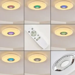 Plafonnier Haderup LED Chrome, Blanc, 1 lumière, Télécommandes, Changeur de couleurs