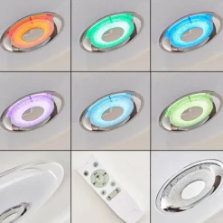 Plafonnier Haderup LED Chrome, Blanc, 1 lumière, Télécommandes, Changeur de couleurs