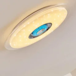 Plafonnier Haderup LED Chrome, Blanc, 1 lumière, Télécommandes, Changeur de couleurs