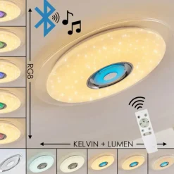 Plafonnier Haderup LED Chrome, Blanc, 1 lumière, Télécommandes