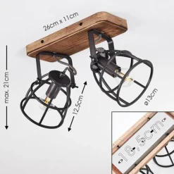 Plafonnier Haervej Bois foncé, Noir, 2 lumières