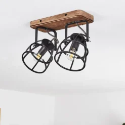 Plafonnier Haervej Bois foncé, Noir, 2 lumières