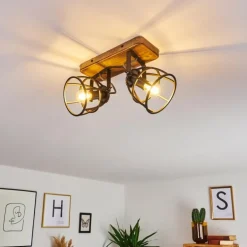 Plafonnier Haervej Bois foncé, Noir, 2 lumières