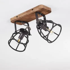 Plafonnier Haervej Bois foncé, Noir, 2 lumières