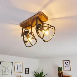 Plafonnier Haervej Bois foncé, Noir, 2 lumières