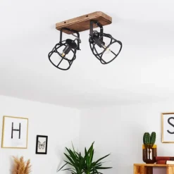 Plafonnier Haervej Bois foncé, Noir, 2 lumières