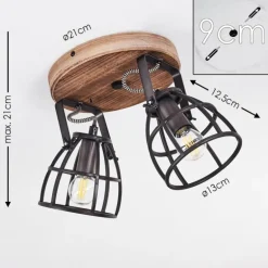 Plafonnier Haervej Bois foncé, Noir, 2 lumières