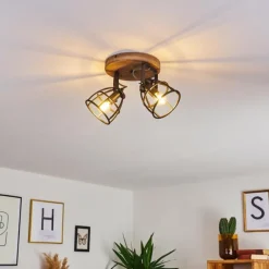 Plafonnier Haervej Bois foncé, Noir, 2 lumières