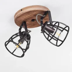 Plafonnier Haervej Bois foncé, Noir, 2 lumières