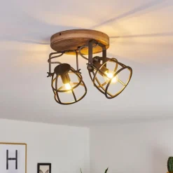 Plafonnier Haervej Bois foncé, Noir, 2 lumières