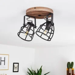 Plafonnier Haervej Bois foncé, Noir, 2 lumières