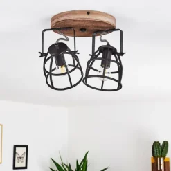 Plafonnier Haervej Bois foncé, Noir, 2 lumières