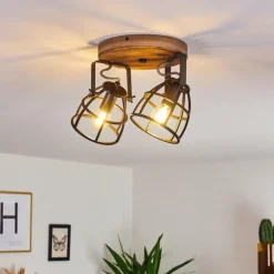 Plafonnier Haervej Bois foncé, Noir, 2 lumières