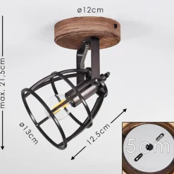 Plafonnier Haervej Bois foncé, Noir, 1 lumière