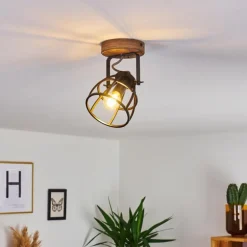 Plafonnier Haervej Bois foncé, Noir, 1 lumière