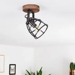 Plafonnier Haervej Bois foncé, Noir, 1 lumière