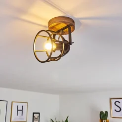 Plafonnier Haervej Bois foncé, Noir, 1 lumière