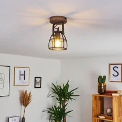 Plafonnier Haervej Bois foncé, Noir, 1 lumière