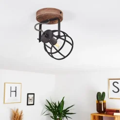 Plafonnier Haervej Bois foncé, Noir, 1 lumière