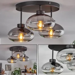 Plafonnier Haikala Clair, Fumé, 3 lumières