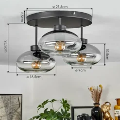 Plafonnier Haikala Clair, Fumé, 3 lumières