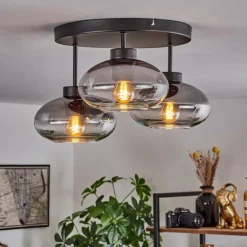 Plafonnier Haikala Clair, Fumé, 3 lumières