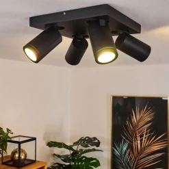 Plafonnier Hakamken LED Noir, 4 lumières