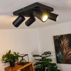 Plafonnier Hakamken LED Noir, 4 lumières