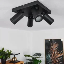 Plafonnier Hakamken LED Noir, 4 lumières