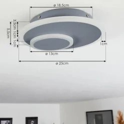 Plafonnier Harea LED Gris, 1 lumière