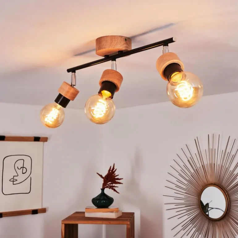 Plafonnier Harran Chrome, Écru, Noir, 3 lumières