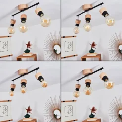 Plafonnier Harran Chrome, Écru, Noir, 3 lumières