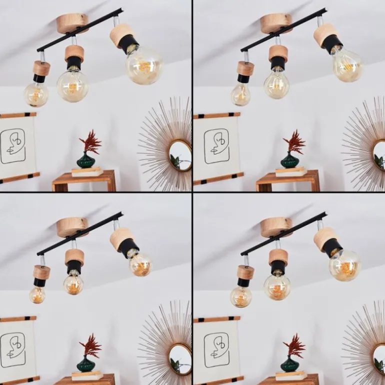 Plafonnier Harran Chrome, Écru, Noir, 3 lumières