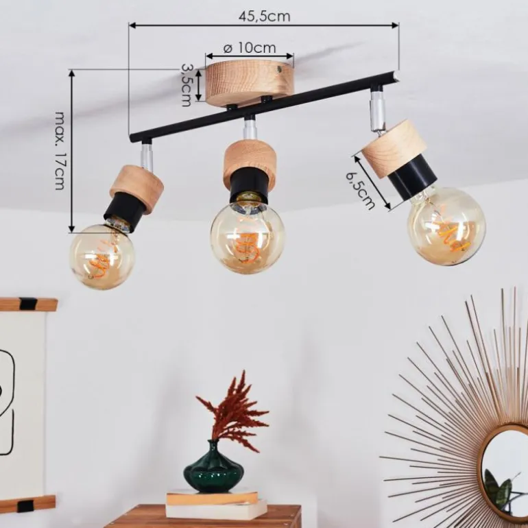 Plafonnier Harran Chrome, Écru, Noir, 3 lumières