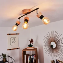 Plafonnier Harran Chrome, Écru, Noir, 3 lumières