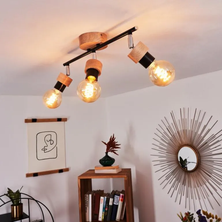 Plafonnier Harran Chrome, Écru, Noir, 3 lumières