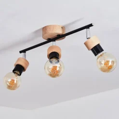 Plafonnier Harran Chrome, Écru, Noir, 3 lumières