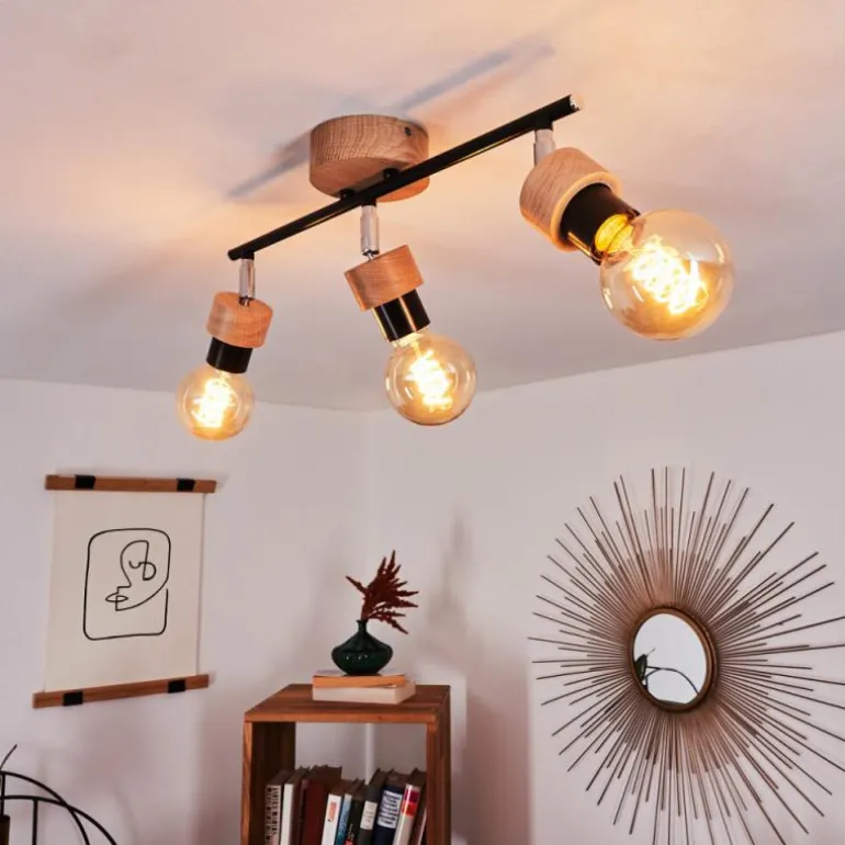 Plafonnier Harran Chrome, Écru, Noir, 3 lumières