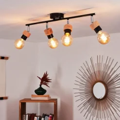 Plafonnier Harran Chrome, Noir, 4 lumières