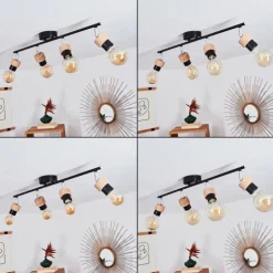 Plafonnier Harran Chrome, Noir, 4 lumières