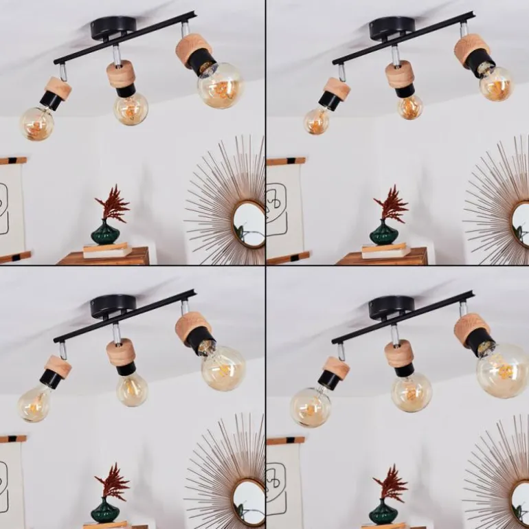 Plafonnier Harran Chrome, Noir, 3 lumières