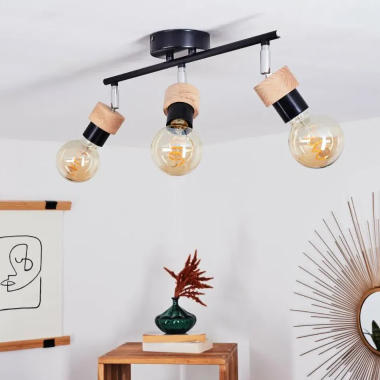 Plafonnier Harran Chrome, Noir, 3 lumières