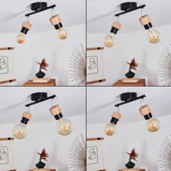 Plafonnier Harran Chrome, Noir, 2 lumières