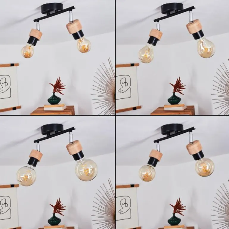 Plafonnier Harran Chrome, Noir, 2 lumières