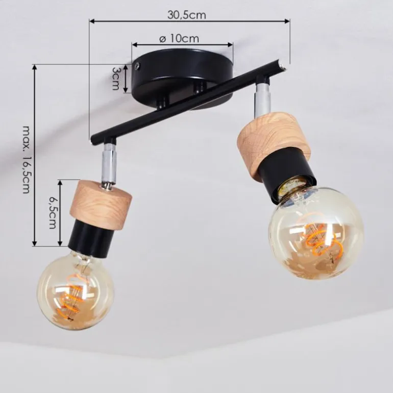 Plafonnier Harran Chrome, Noir, 2 lumières