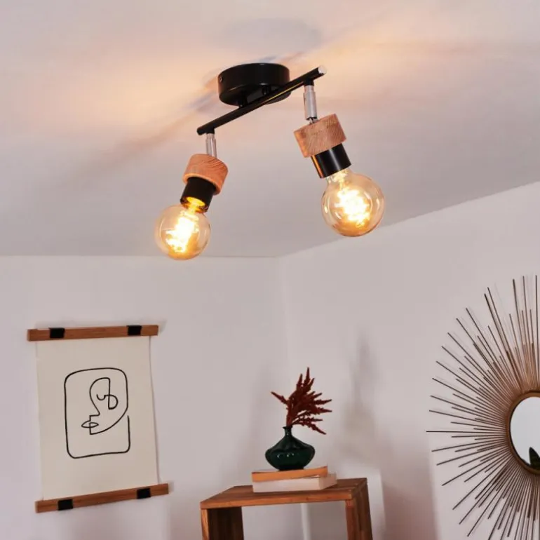 Plafonnier Harran Chrome, Noir, 2 lumières