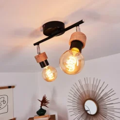 Plafonnier Harran Chrome, Noir, 2 lumières