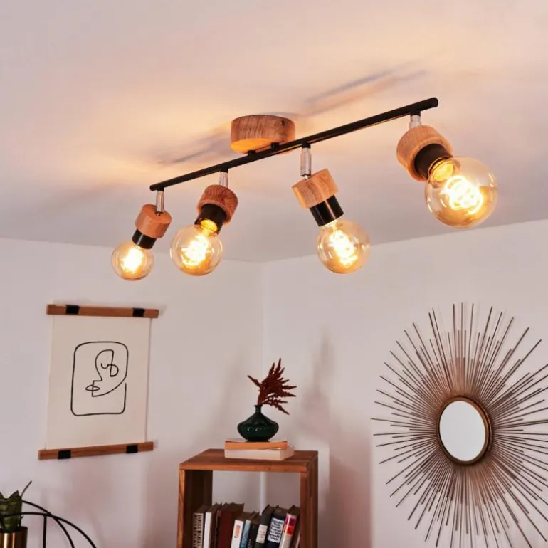 Plafonnier Harran Chrome, Écru, Noir, 4 lumières